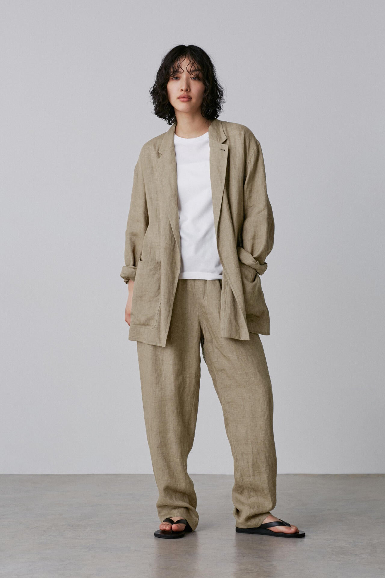 YLEVE / LINEN POPLIN TROUSERS