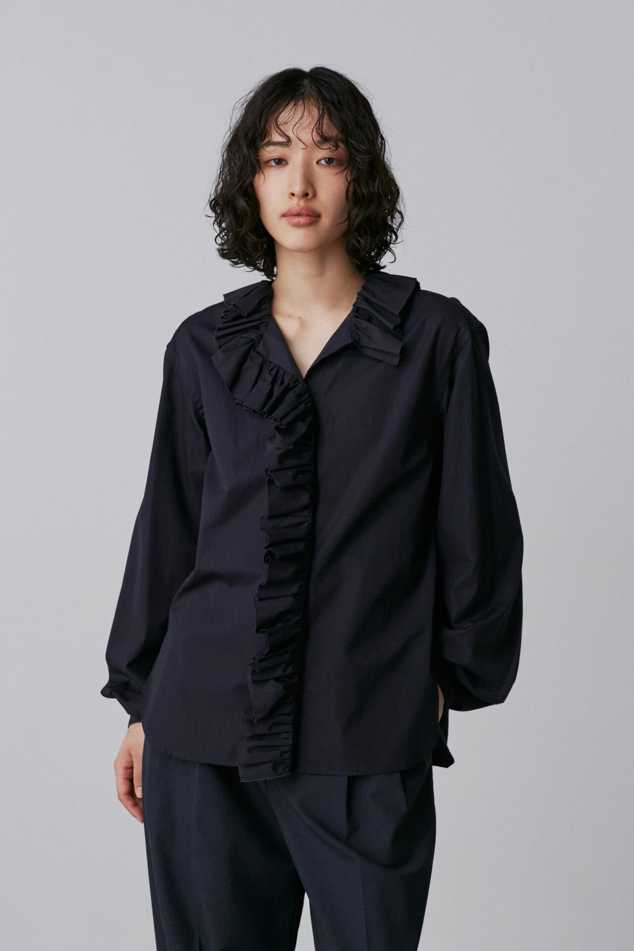 YLEVE / BOURRIENNE COTTON TYPEWRITER RUFFLE BLOUSE
