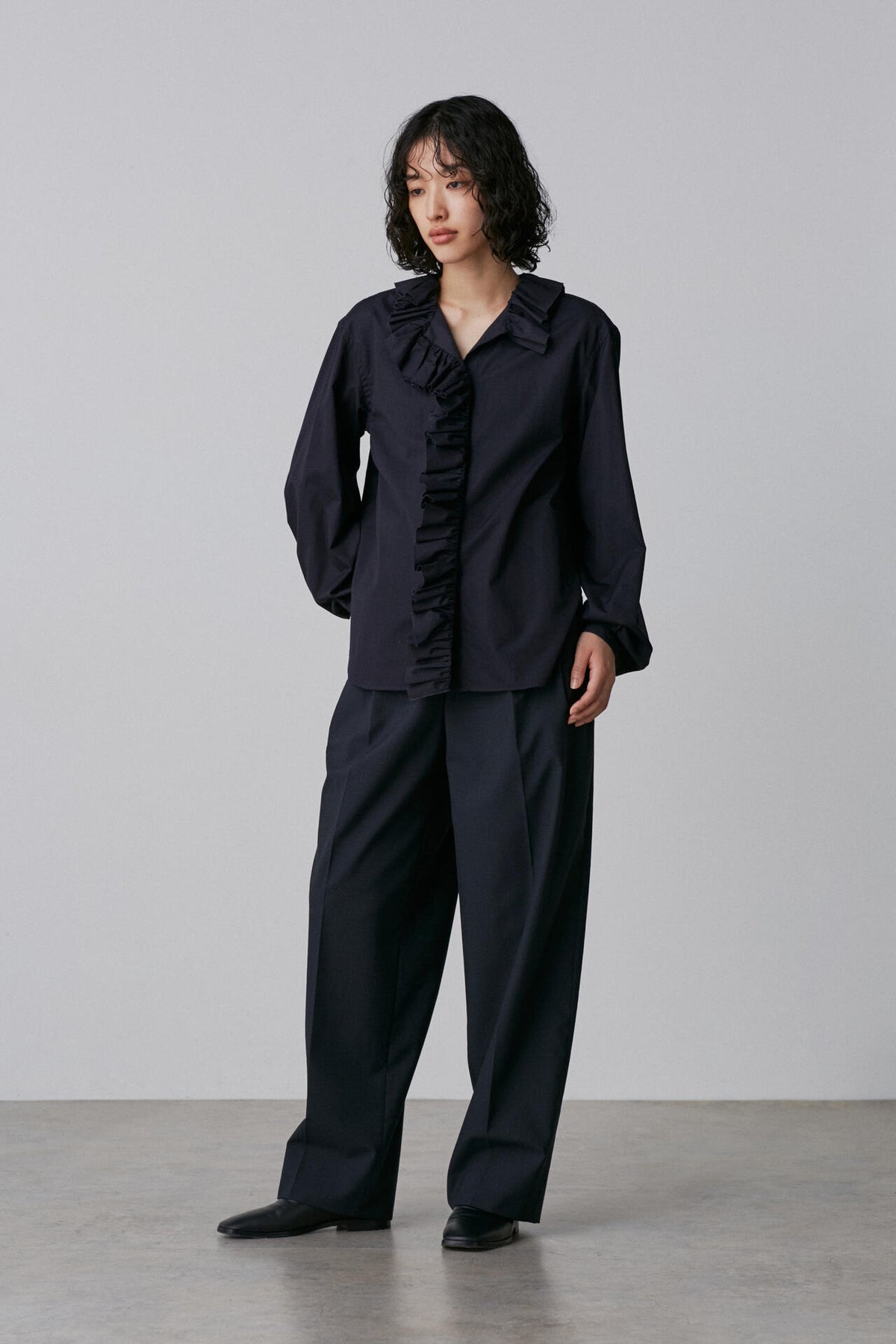 YLEVE / BOURRIENNE COTTON TYPEWRITER RUFFLE BLOUSE