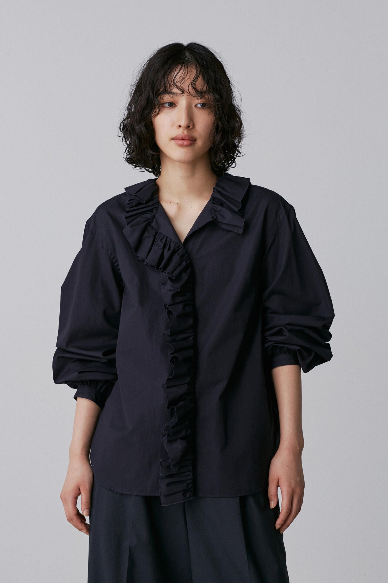 YLEVE / BOURRIENNE COTTON TYPEWRITER RUFFLE BLOUSE