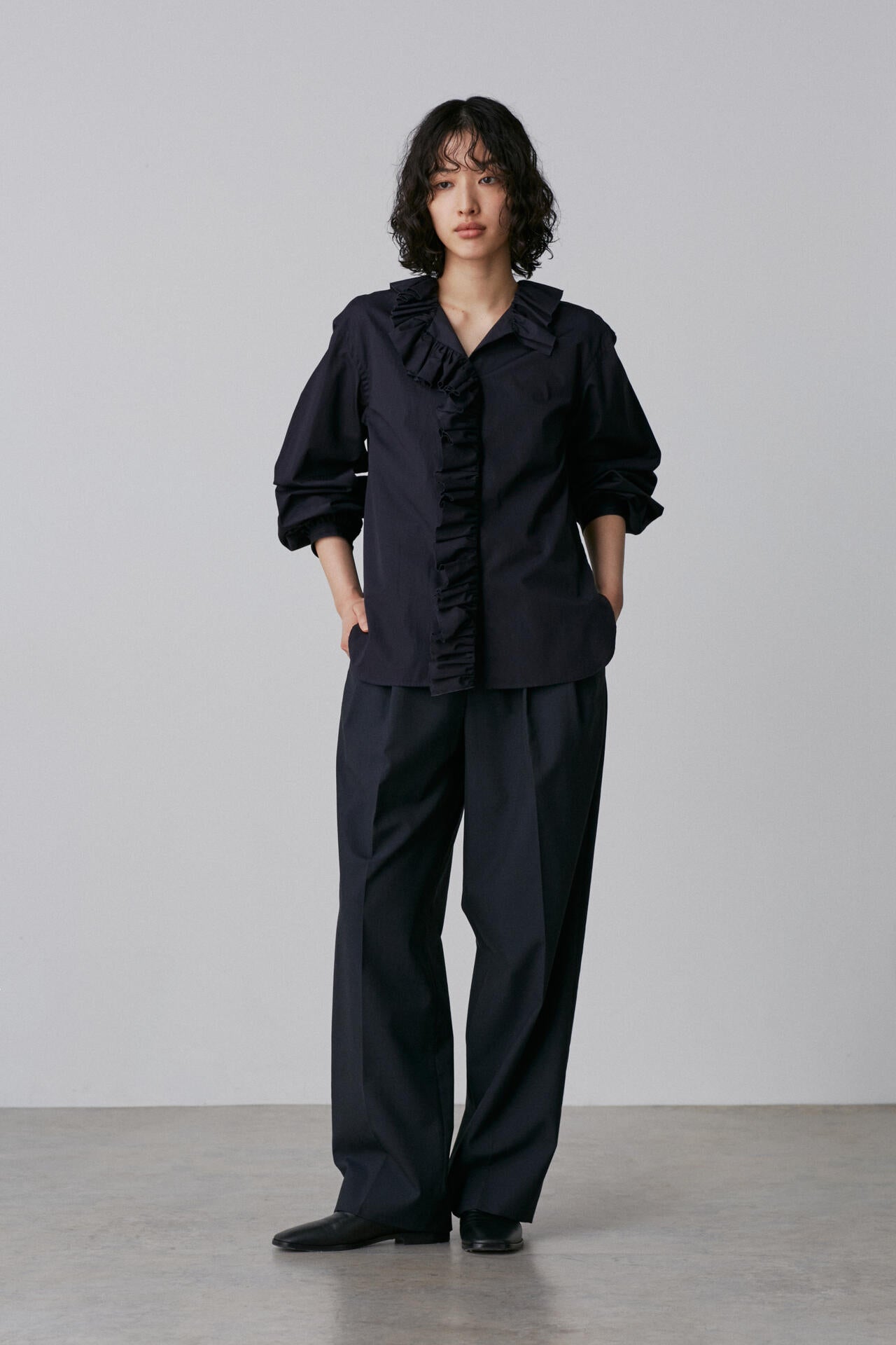 YLEVE / BOURRIENNE COTTON TYPEWRITER RUFFLE BLOUSE