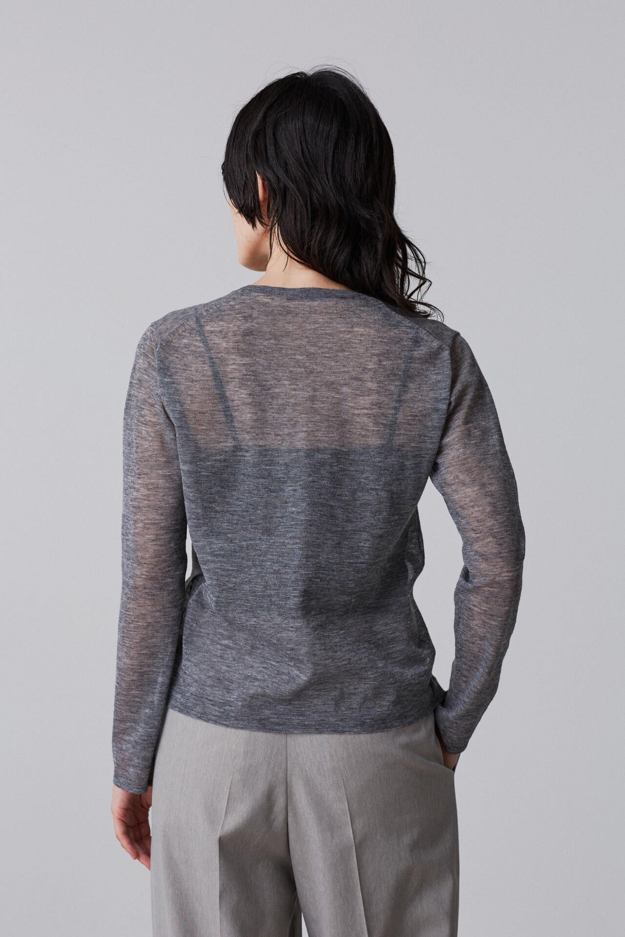 YLEVE / POLYESTER RAMIE SHEER KNIT PULL OVER