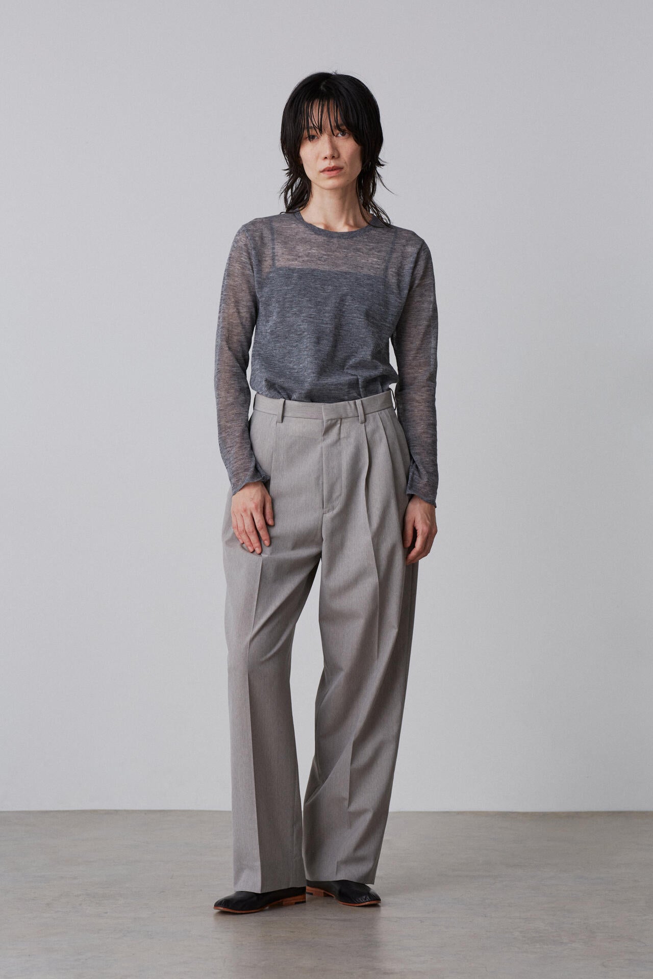 YLEVE / POLYESTER RAMIE SHEER KNIT PULL OVER