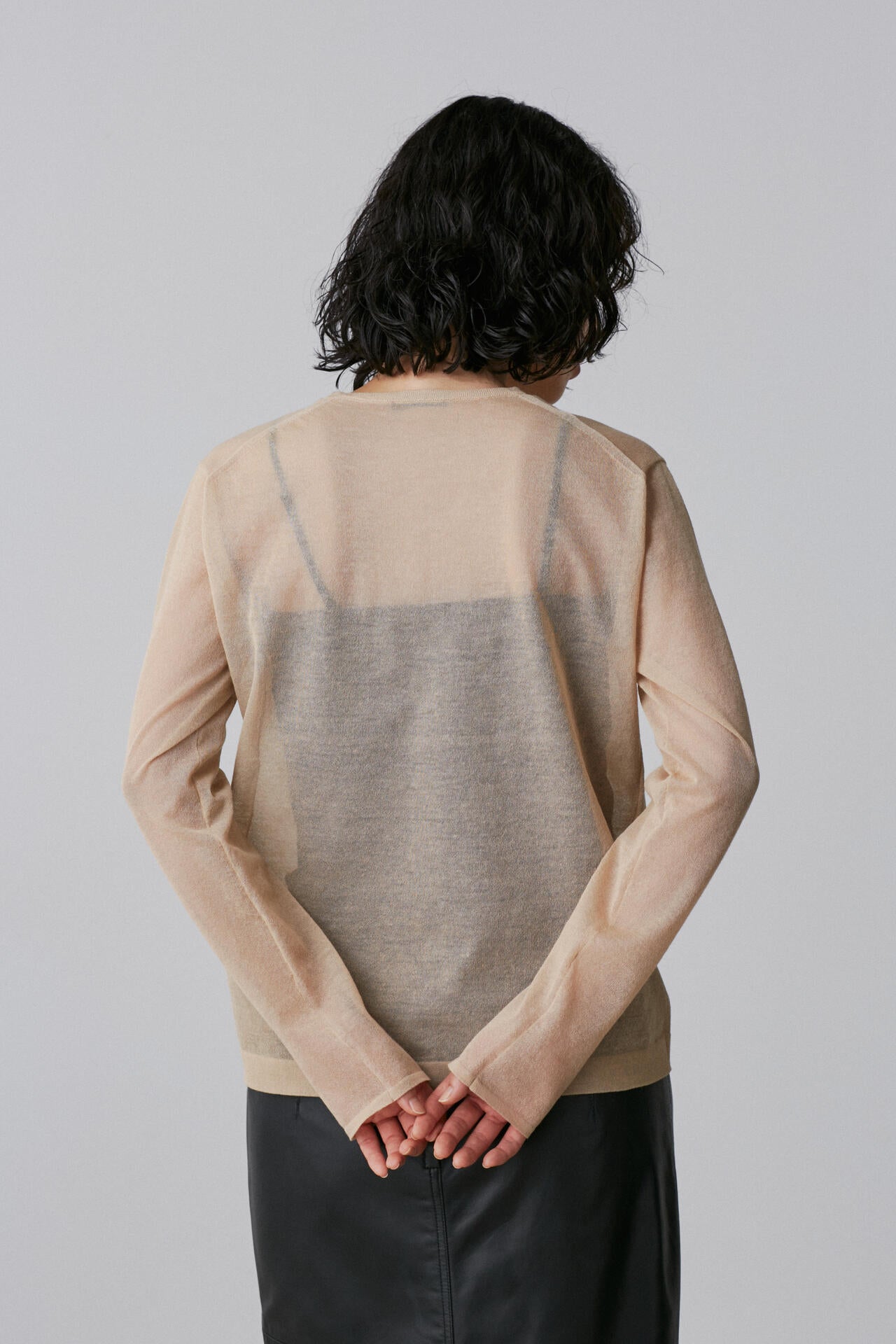 YLEVE / POLYESTER RAMIE SHEER KNIT PULL OVER