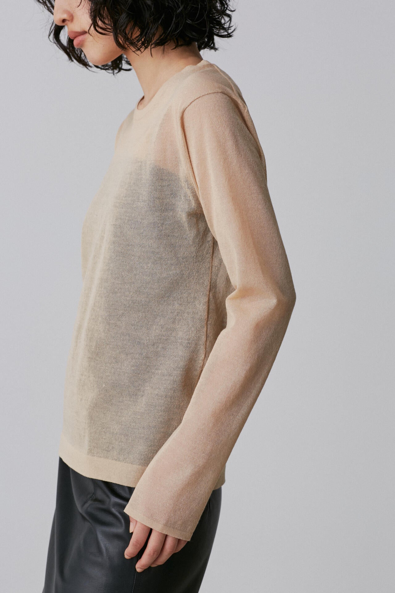 YLEVE / POLYESTER RAMIE SHEER KNIT PULL OVER
