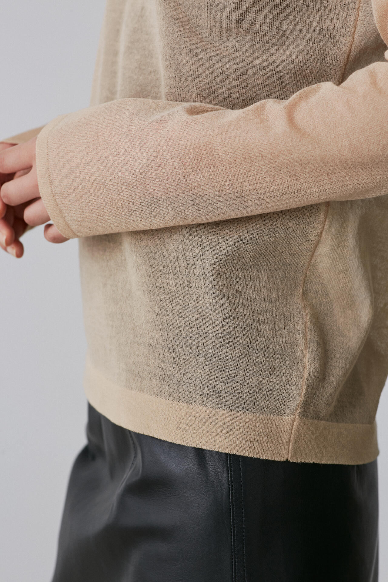 YLEVE / POLYESTER RAMIE SHEER KNIT PULL OVER
