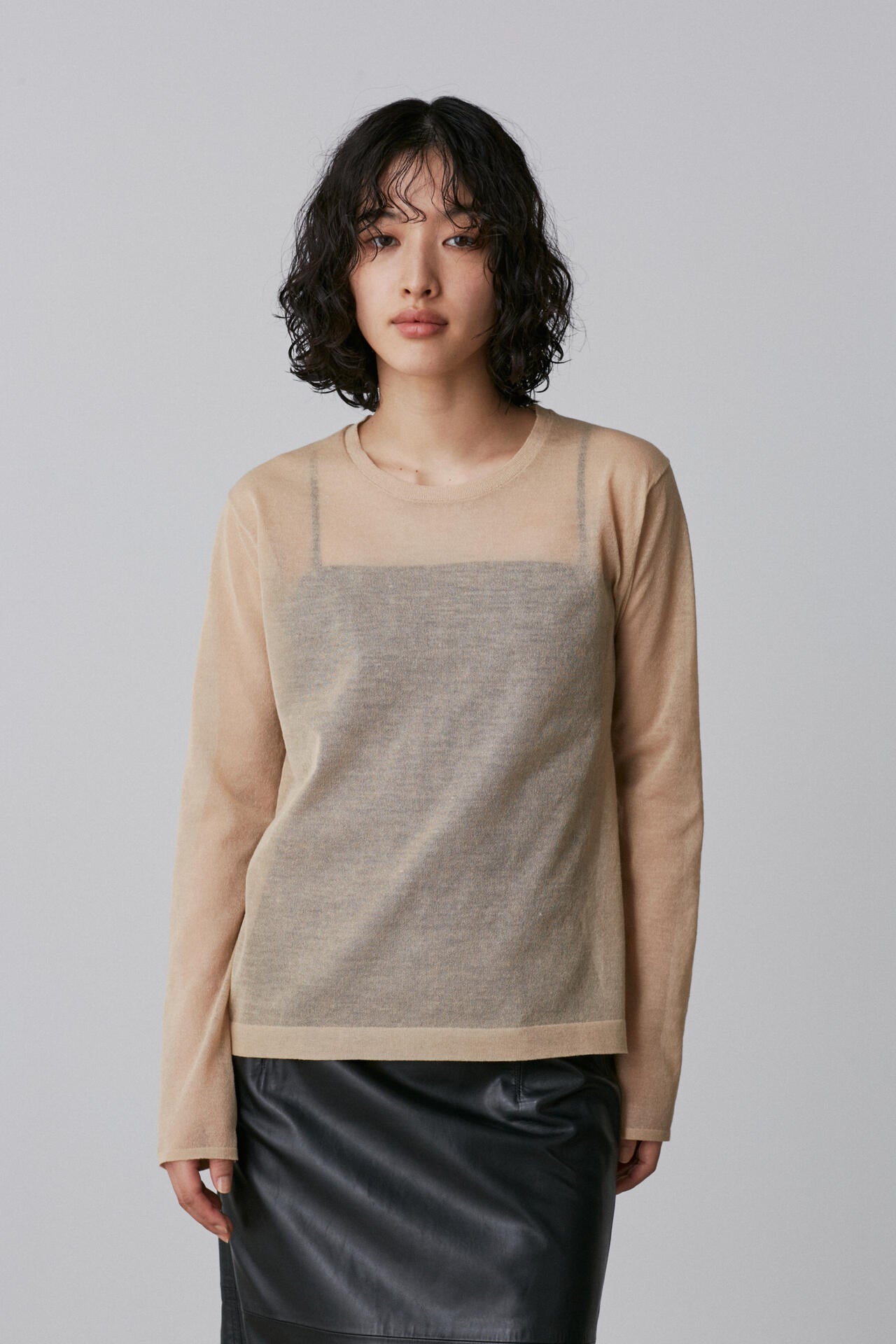 YLEVE / POLYESTER RAMIE SHEER KNIT PULL OVER
