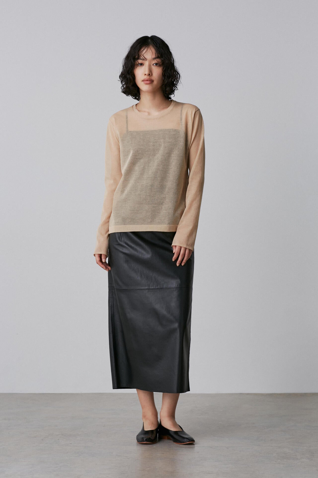 YLEVE / POLYESTER RAMIE SHEER KNIT PULL OVER