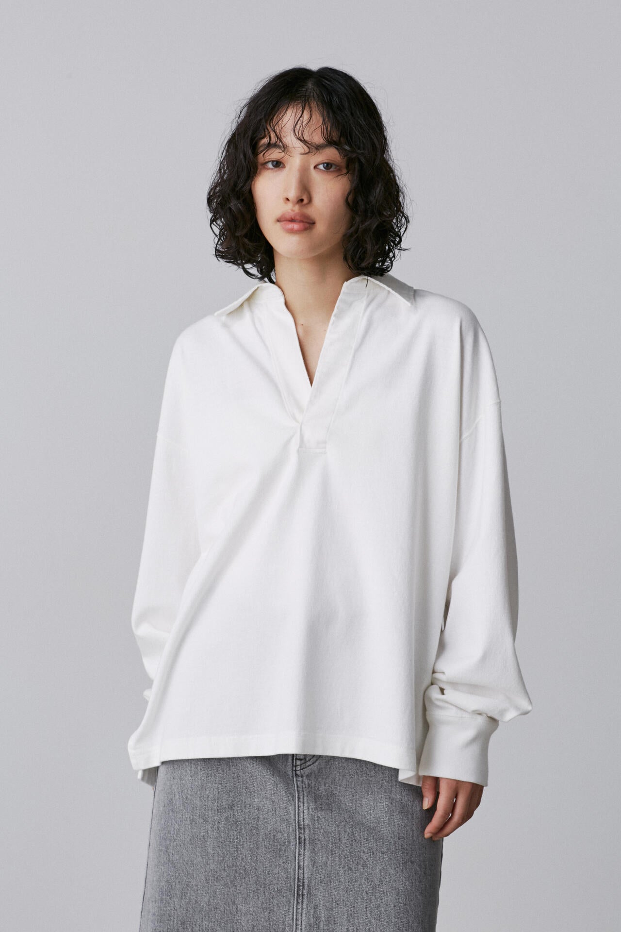 YLEVE / OPEN END COTTON PIGMENT DYE SKIPPER PULL OVER