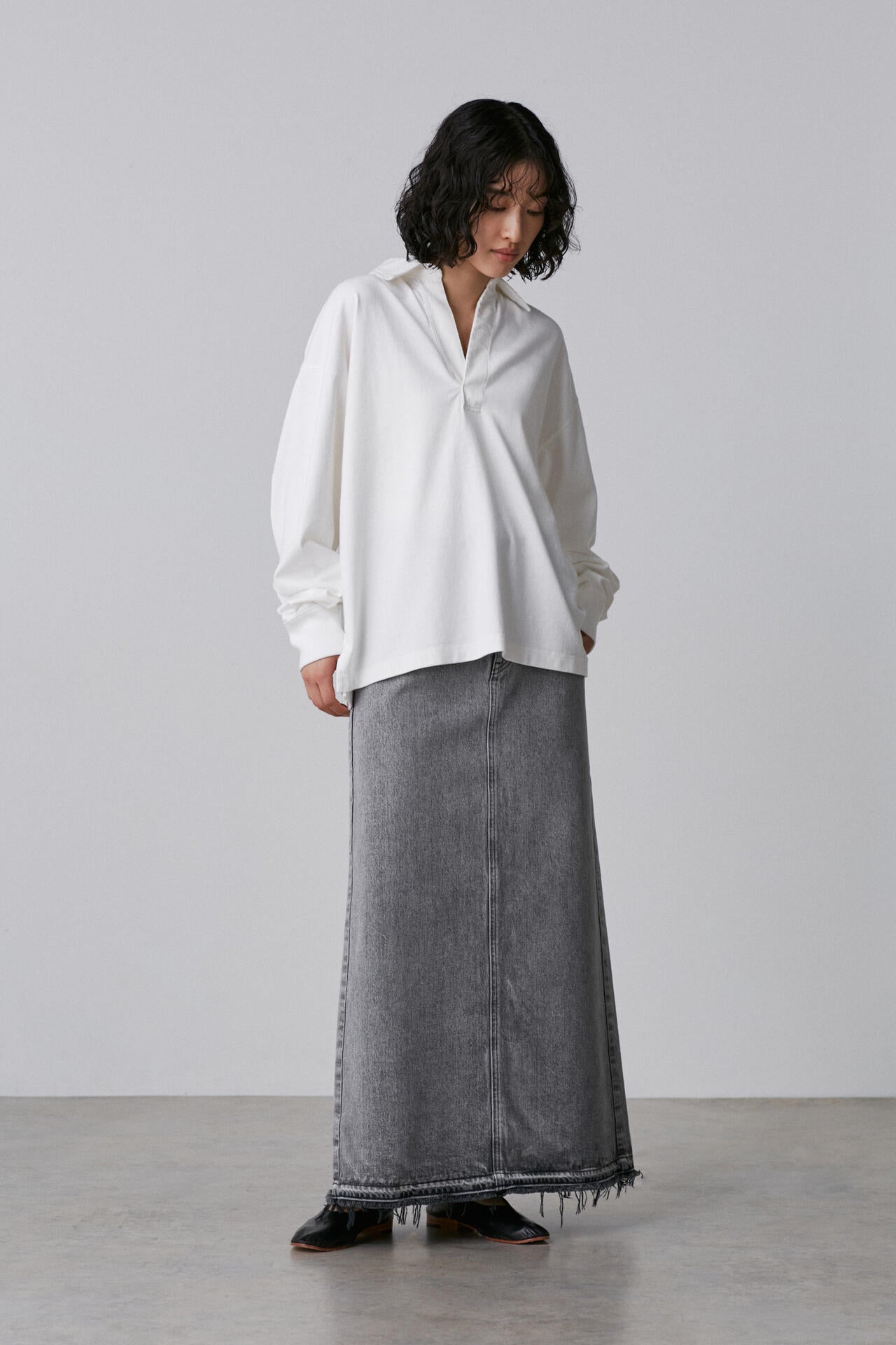 YLEVE / OPEN END COTTON PIGMENT DYE SKIPPER PULL OVER