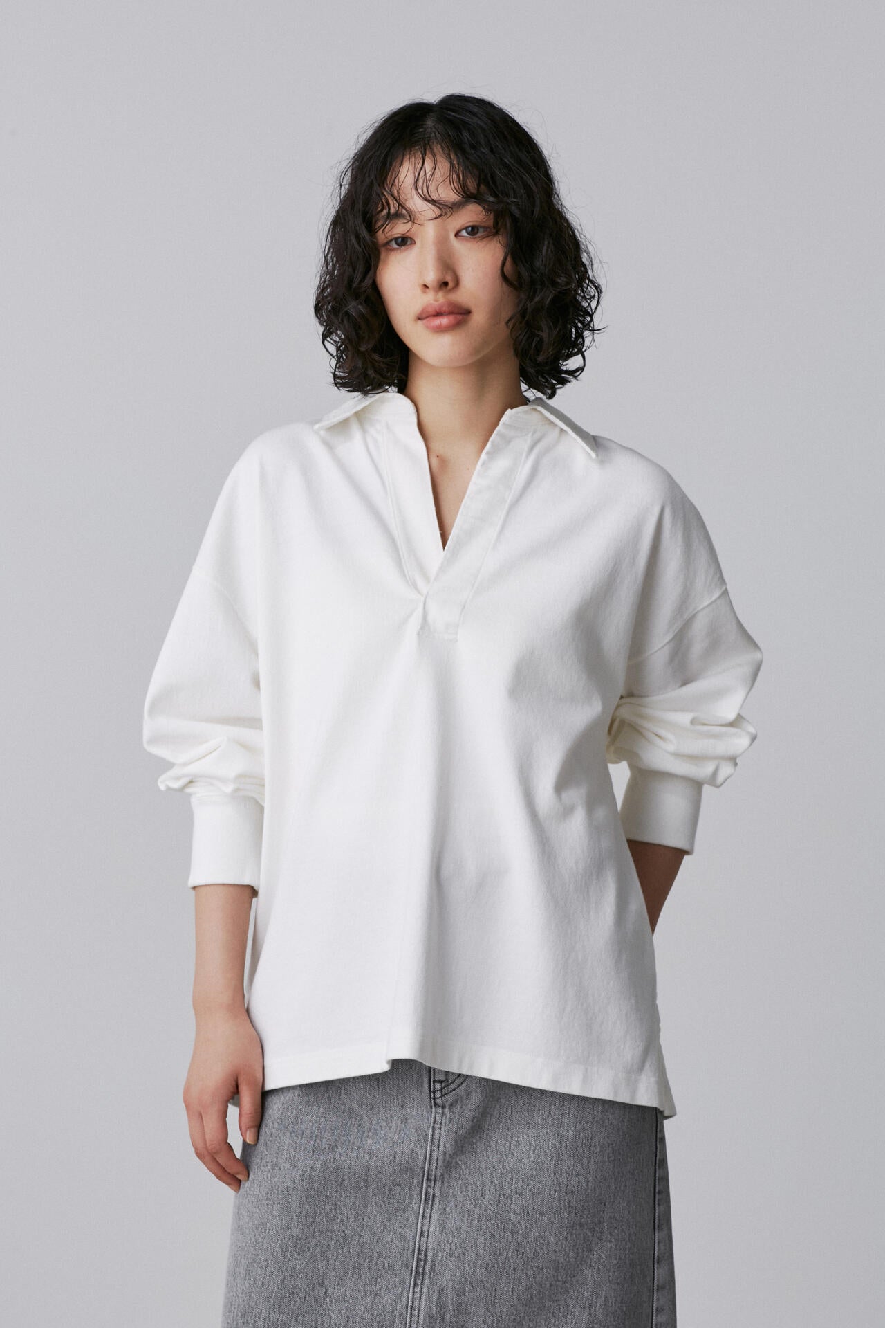 YLEVE / OPEN END COTTON PIGMENT DYE SKIPPER PULL OVER
