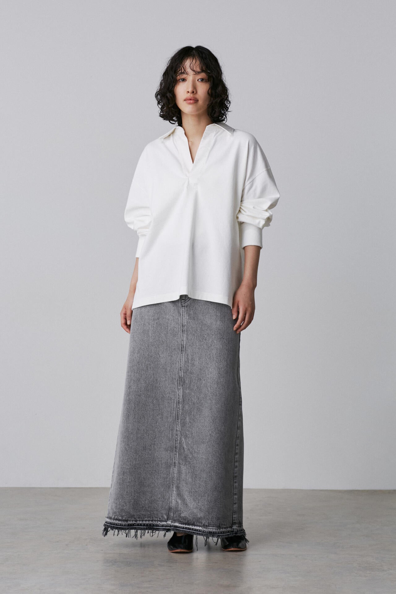 YLEVE / OPEN END COTTON PIGMENT DYE SKIPPER PULL OVER