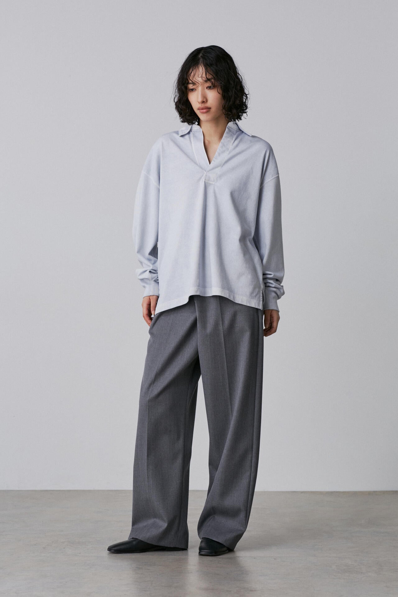 YLEVE / OPEN END COTTON PIGMENT DYE SKIPPER PULL OVER