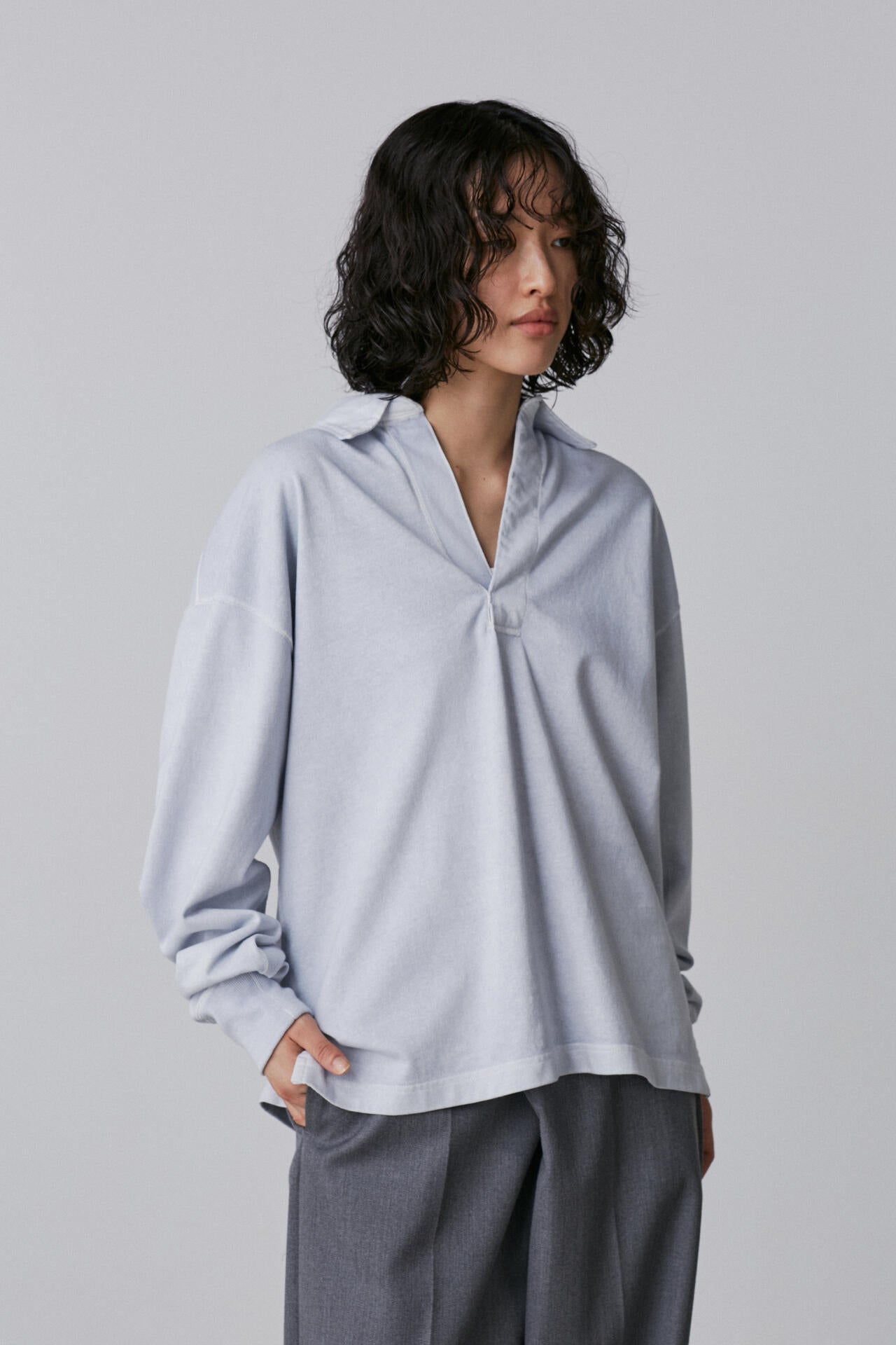 YLEVE / OPEN END COTTON PIGMENT DYE SKIPPER PULL OVER