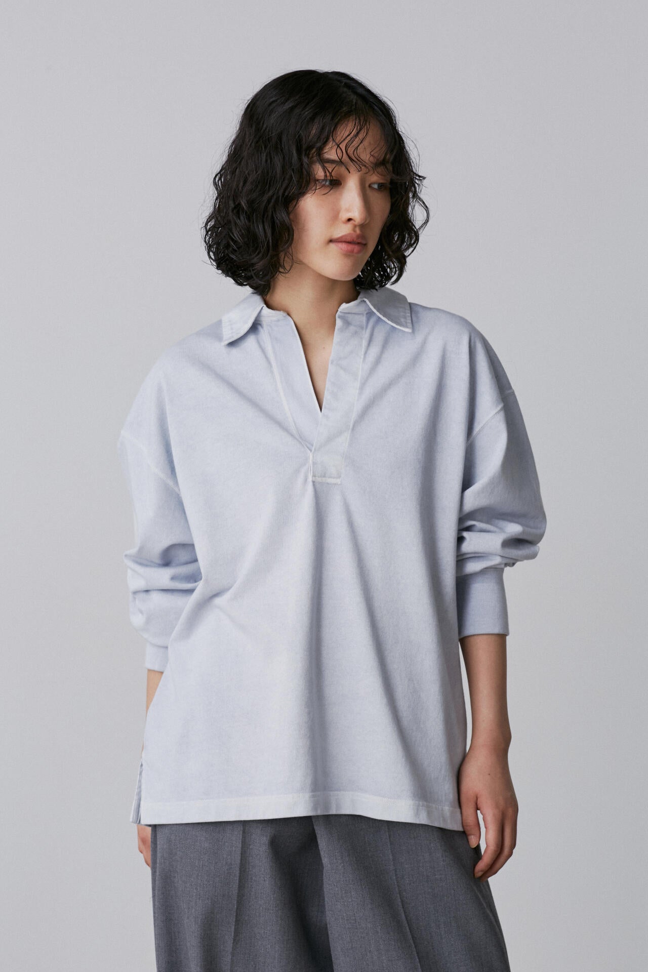 YLEVE / OPEN END COTTON PIGMENT DYE SKIPPER PULL OVER