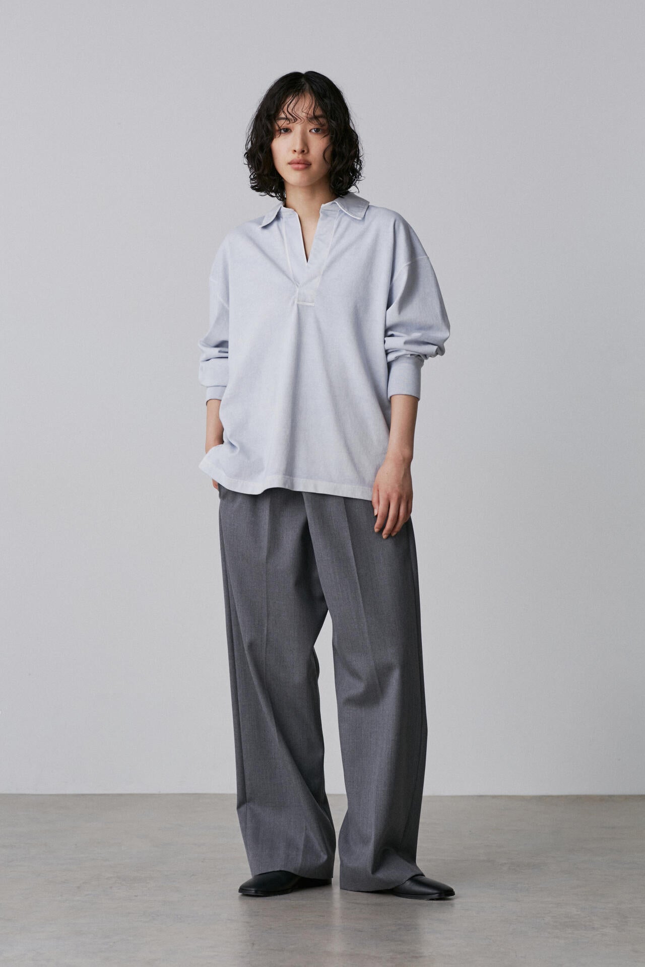 YLEVE / OPEN END COTTON PIGMENT DYE SKIPPER PULL OVER