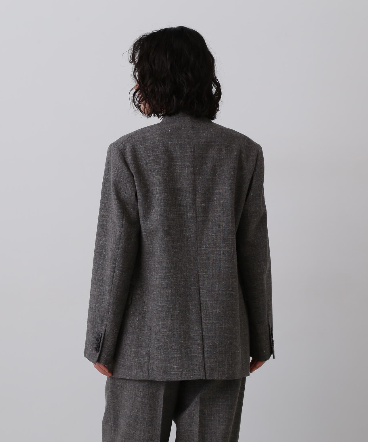 YLEVE / WOOL LINEN COLLARLESS JACKET