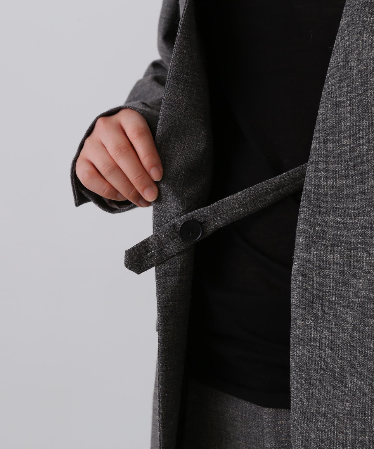 YLEVE / WOOL LINEN COLLARLESS JACKET