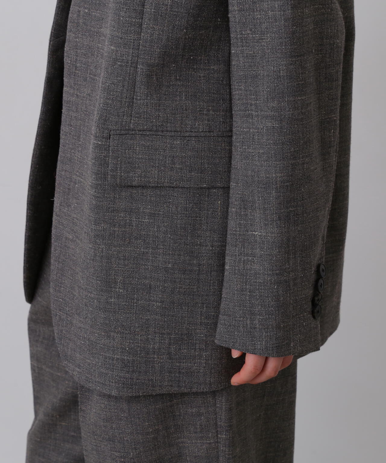 YLEVE / WOOL LINEN COLLARLESS JACKET