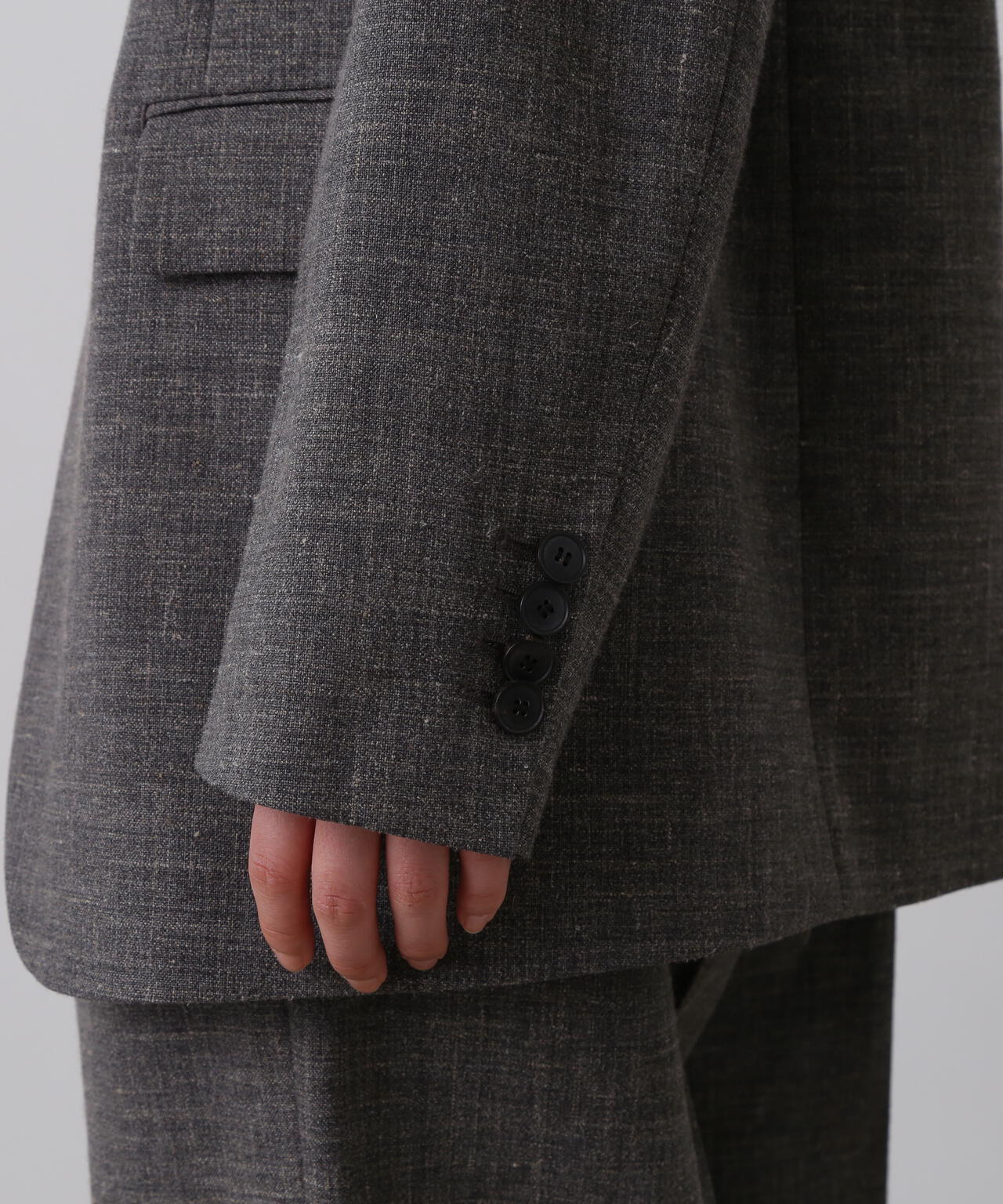 YLEVE / WOOL LINEN COLLARLESS JACKET
