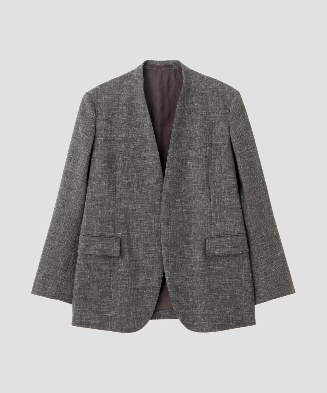 YLEVE / WOOL LINEN COLLARLESS JACKET