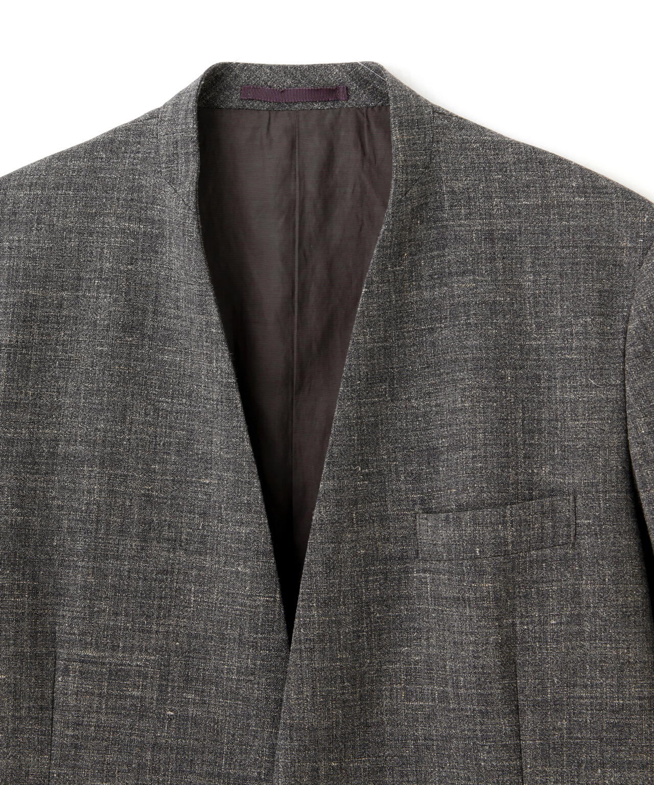 YLEVE / WOOL LINEN COLLARLESS JACKET