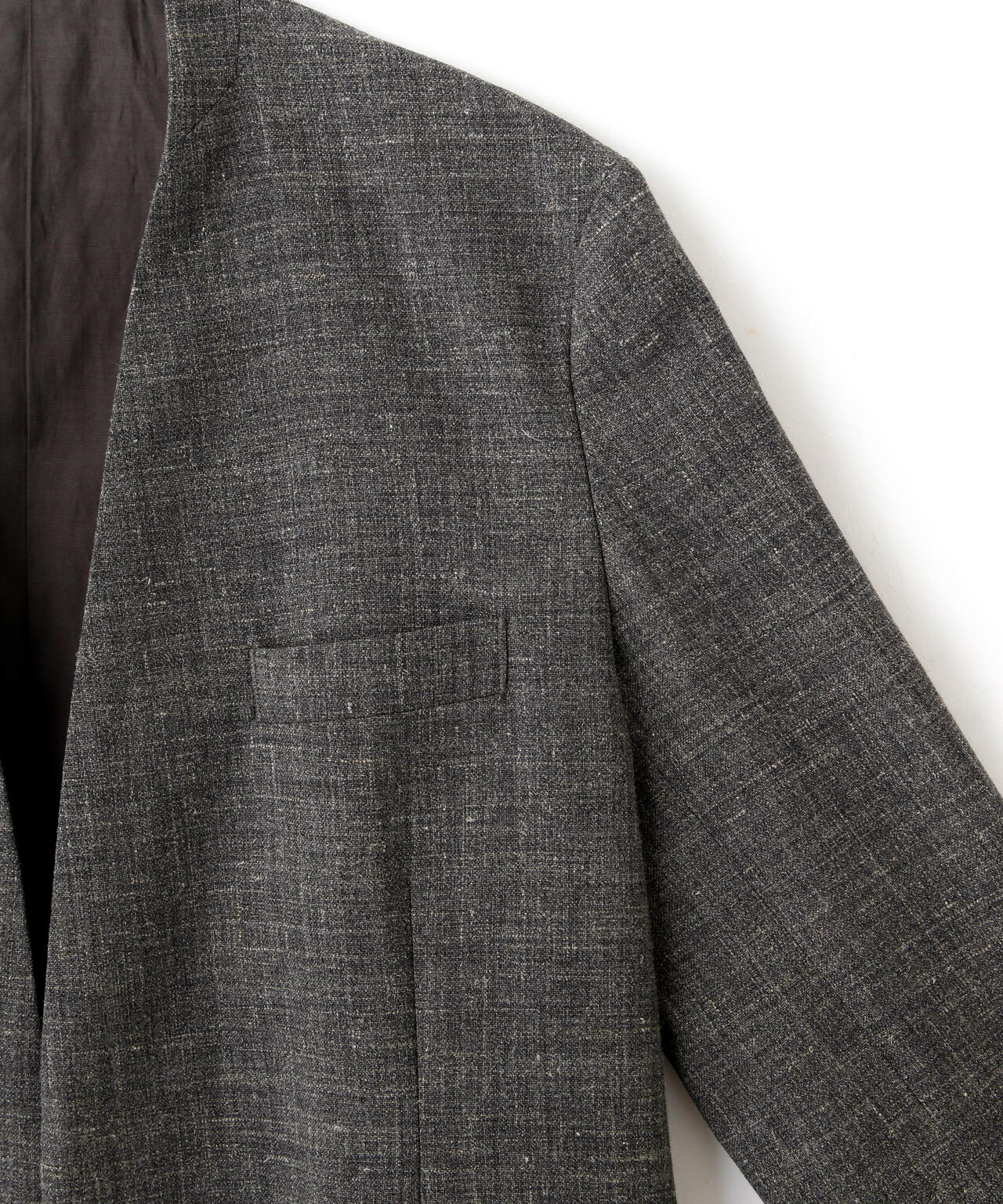 YLEVE / WOOL LINEN COLLARLESS JACKET