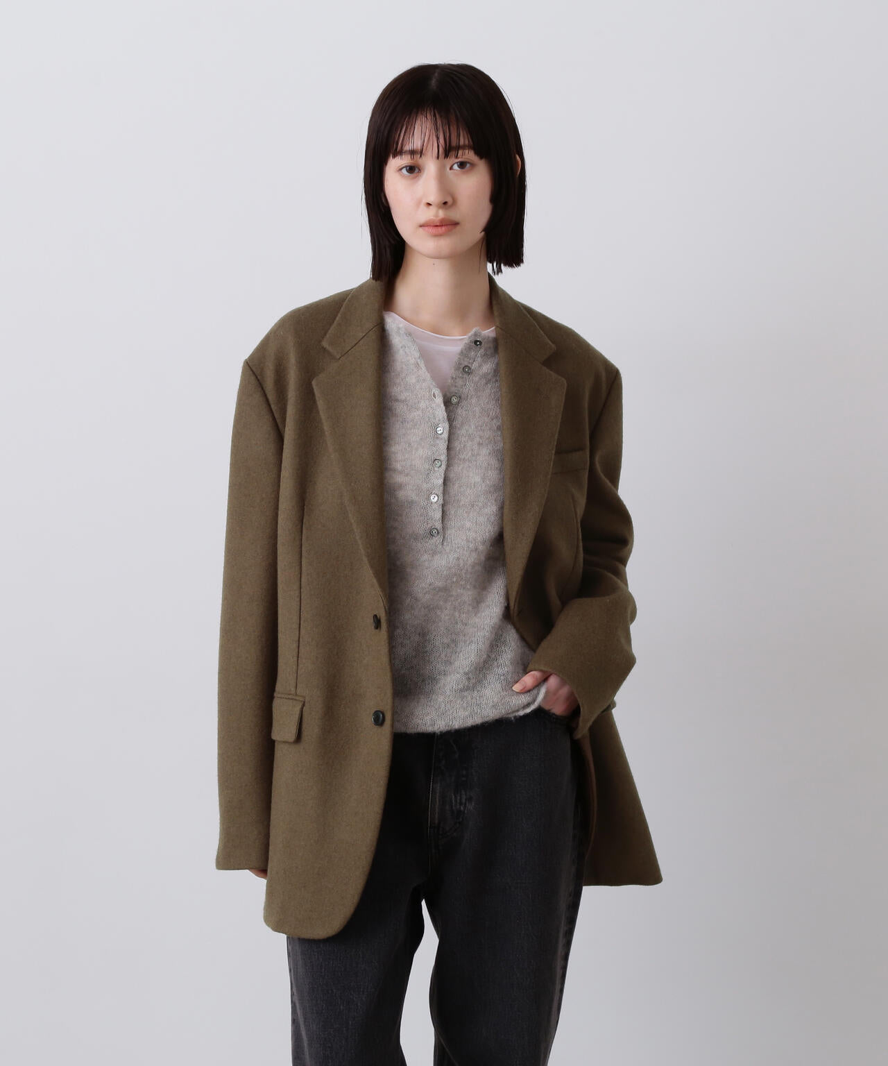 YLEVE / NON MULESING WOOL OVERDYE MELTON JACKET