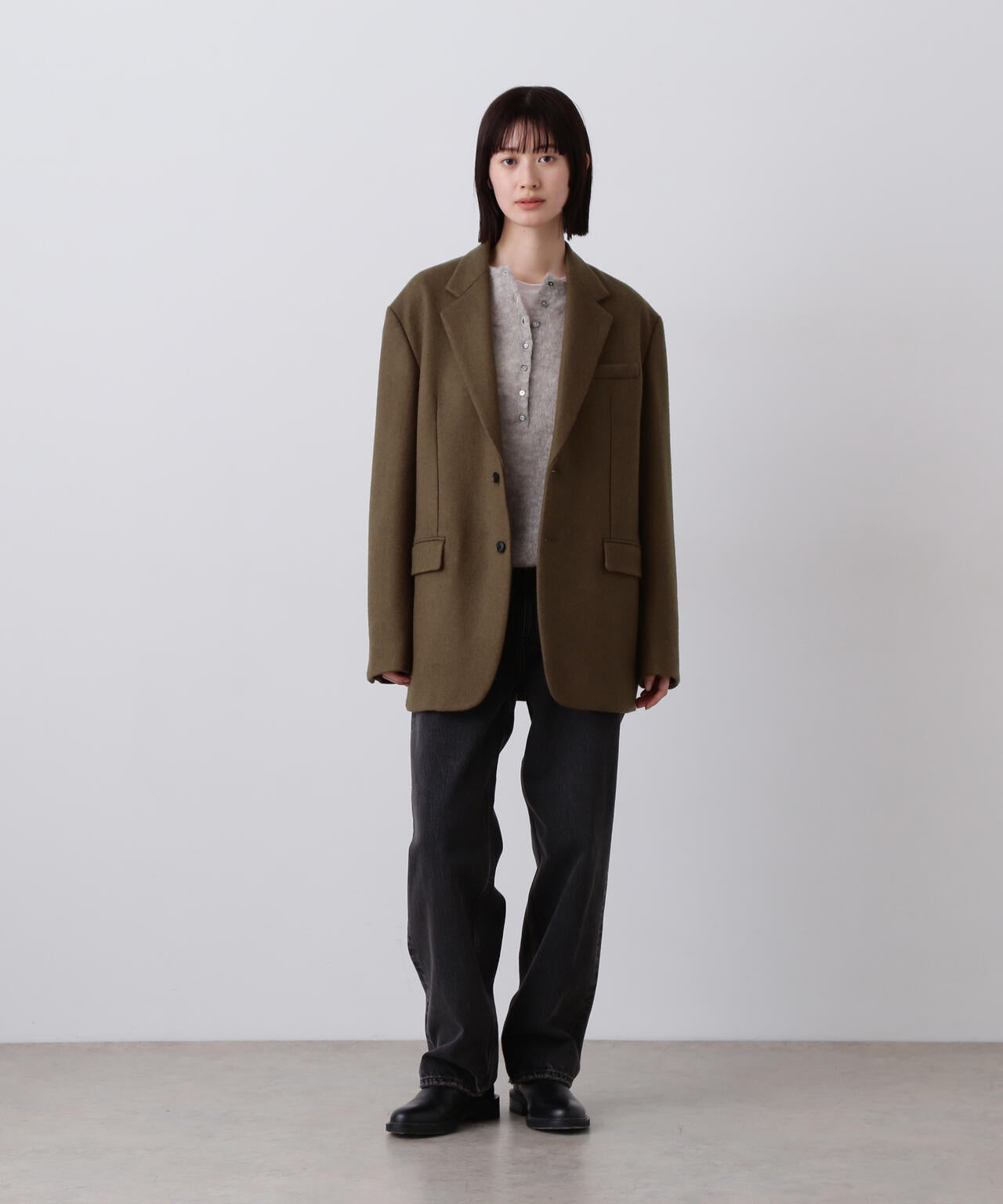 YLEVE / NON MULESING WOOL OVERDYE MELTON JACKET