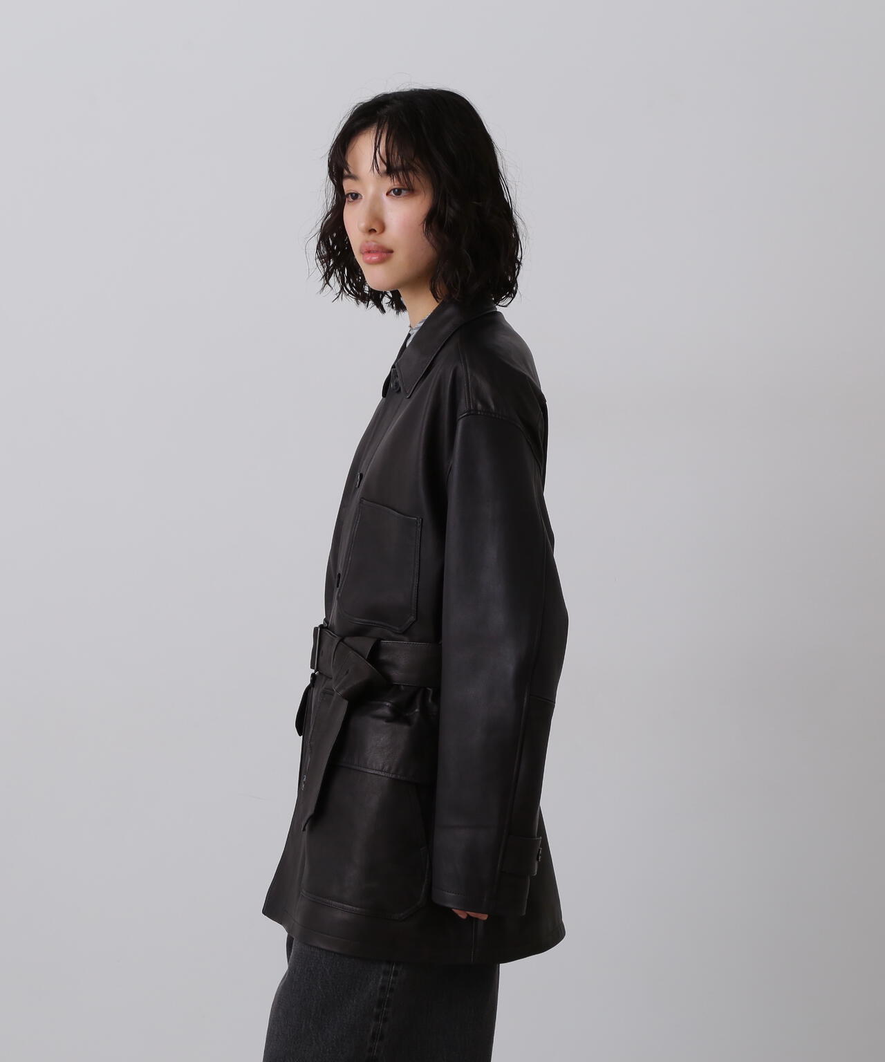 YLEVE / SHEEP LEATHER COVERALL JACKET