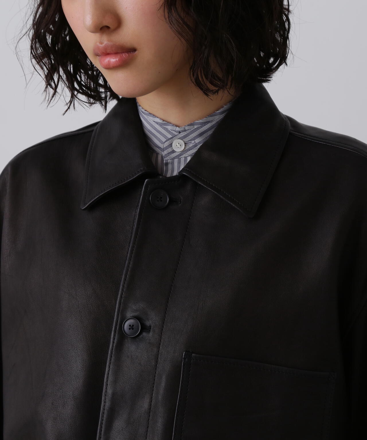 YLEVE / SHEEP LEATHER COVERALL JACKET