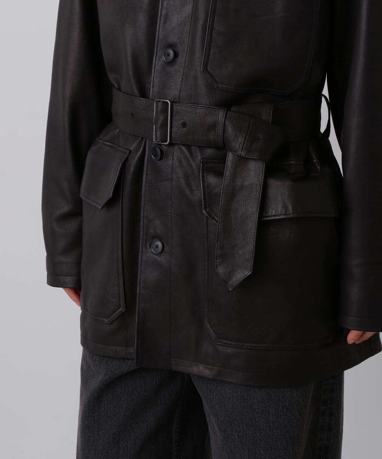 YLEVE / SHEEP LEATHER COVERALL JACKET