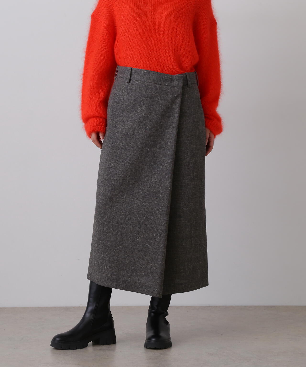 YLEVE / WOOL LINEN WRAP SKIRT