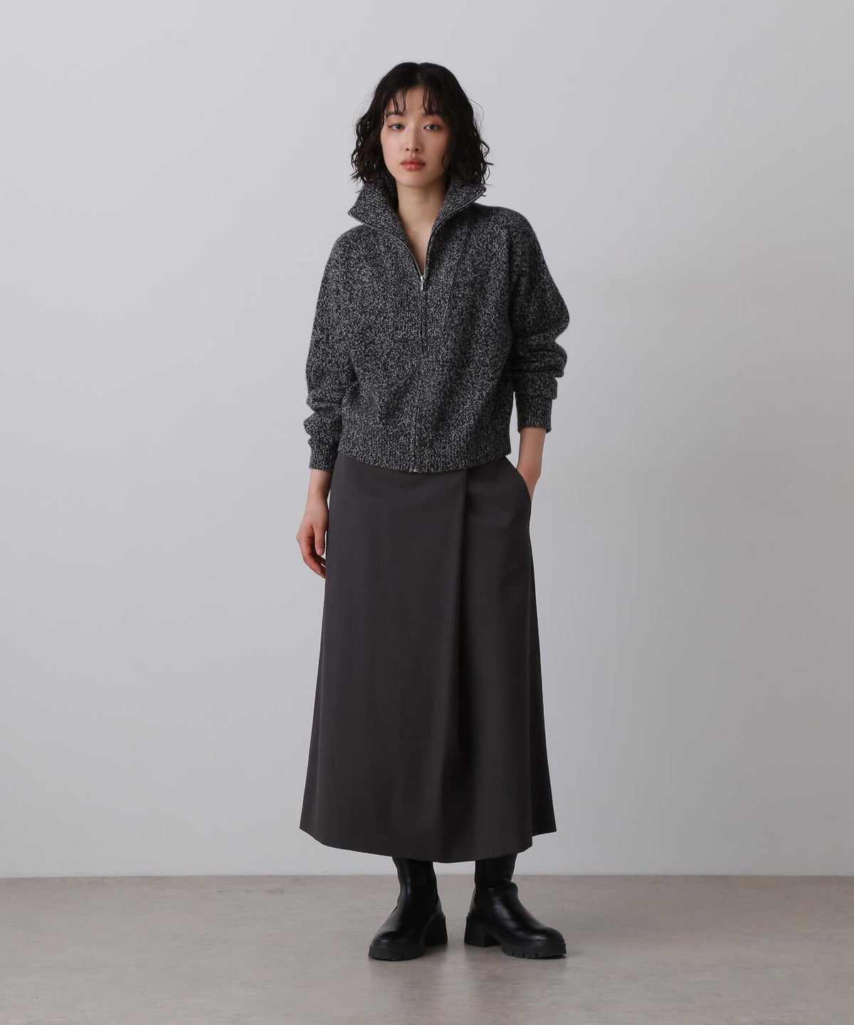 YLEVE / MERINO WOOL TWILL WRAP SKIRT