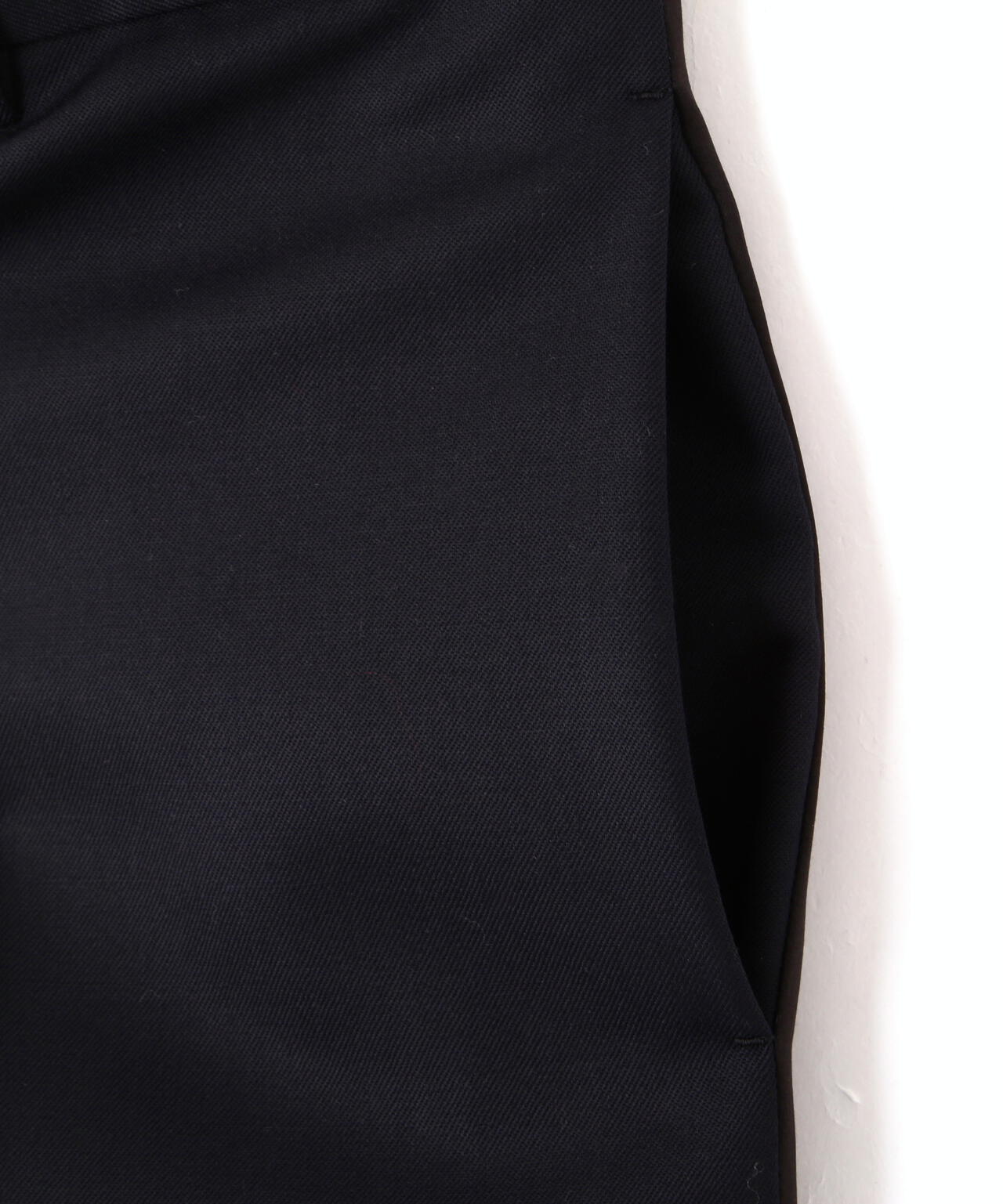 YLÈVE / WOOL MOHAIR GABA x VISCOSE COTTON SATIN TROUSERS