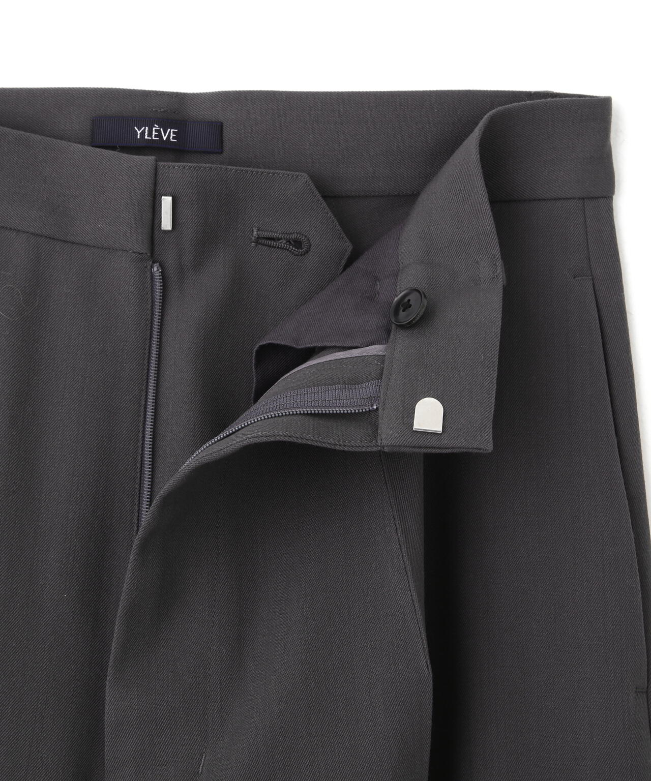 YLÈVE / MERINO WOOL TWILL CURVED TROUSERS