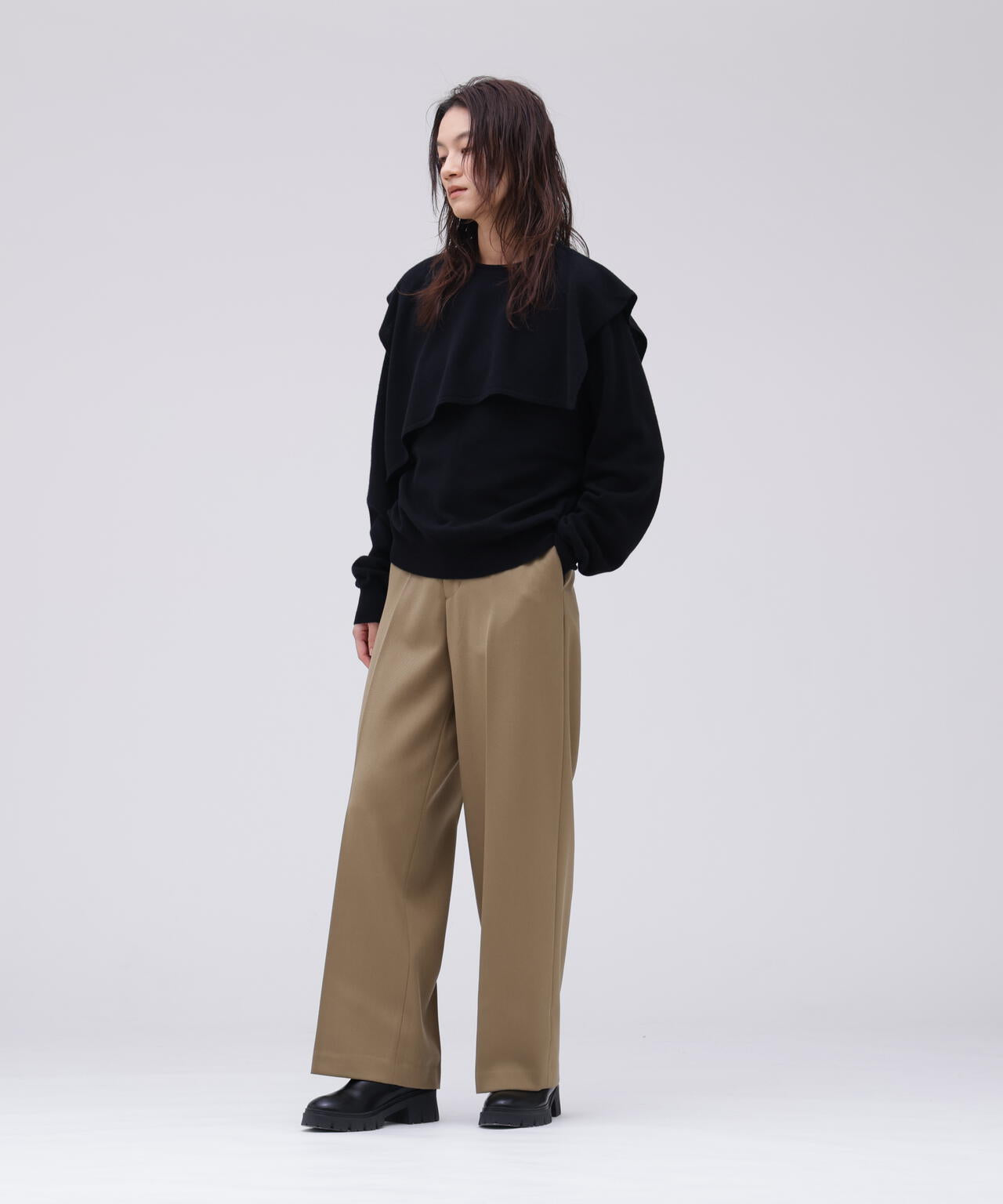 YLEVE / WOOL TWILL TROUSERS