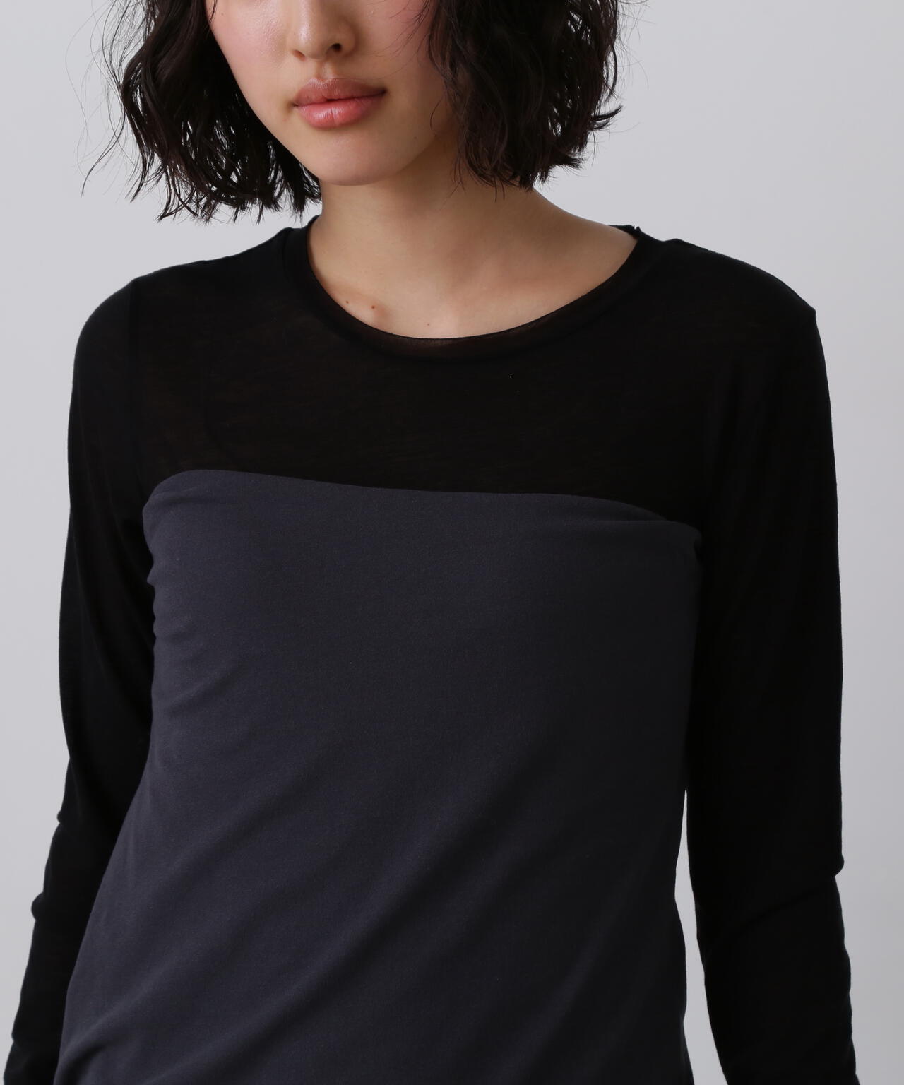 YLÈVE / 80/2 HIGH-TWISTED GAUZE BARE JERSEY ONE PIECE SKIRT