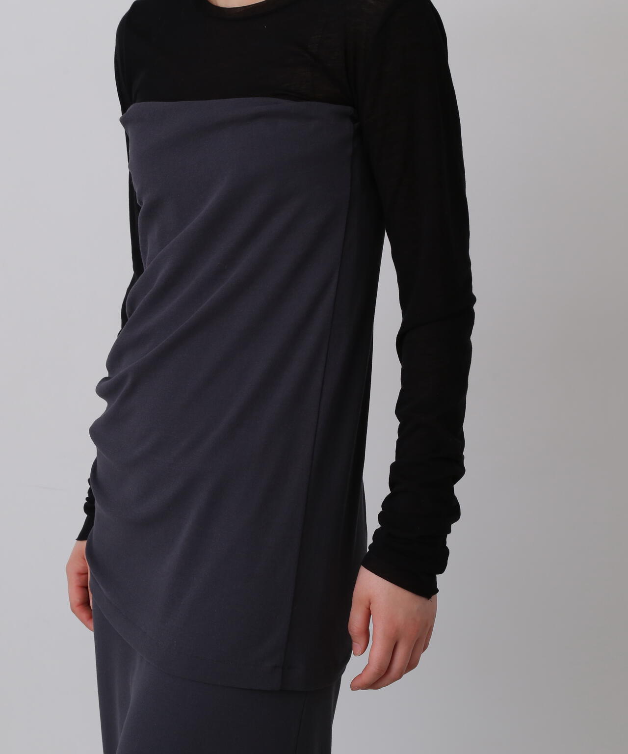 YLÈVE / 80/2 HIGH-TWISTED GAUZE BARE JERSEY ONE PIECE SKIRT