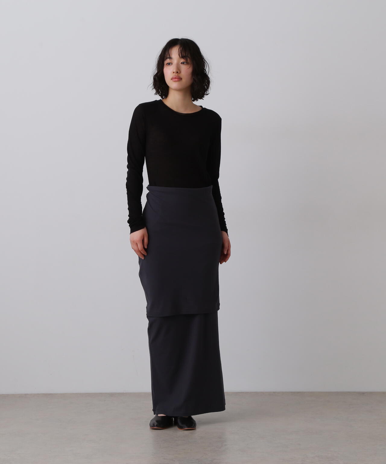 YLÈVE / 80/2 HIGH-TWISTED GAUZE BARE JERSEY ONE PIECE SKIRT