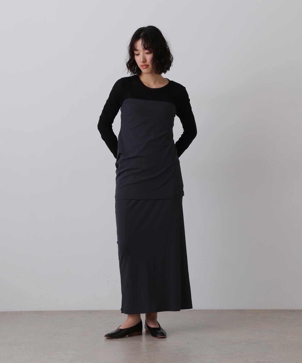 YLEVE / 80/2 HIGH-TWISTED GAUZE BARE JERSEY ONE PIECE SKIRT