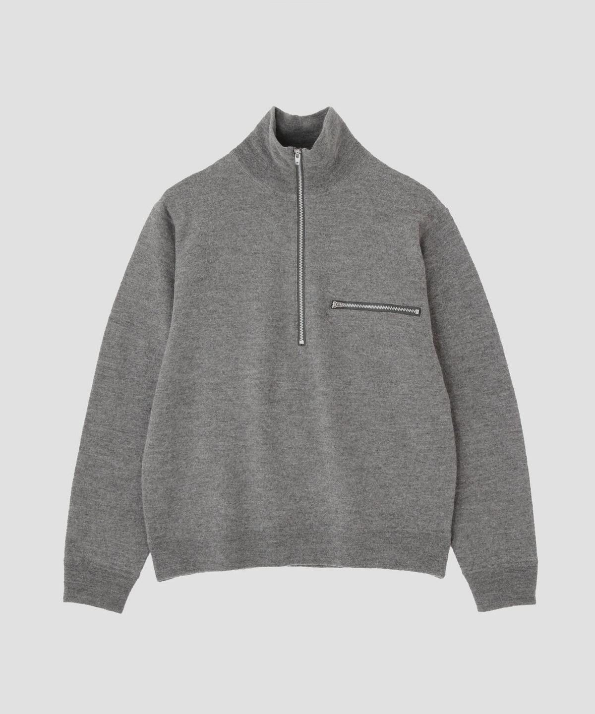 YLEVE / ULTRAFINE MERINO MILLED WOOL KNIT HALF ZIP PULL OVER