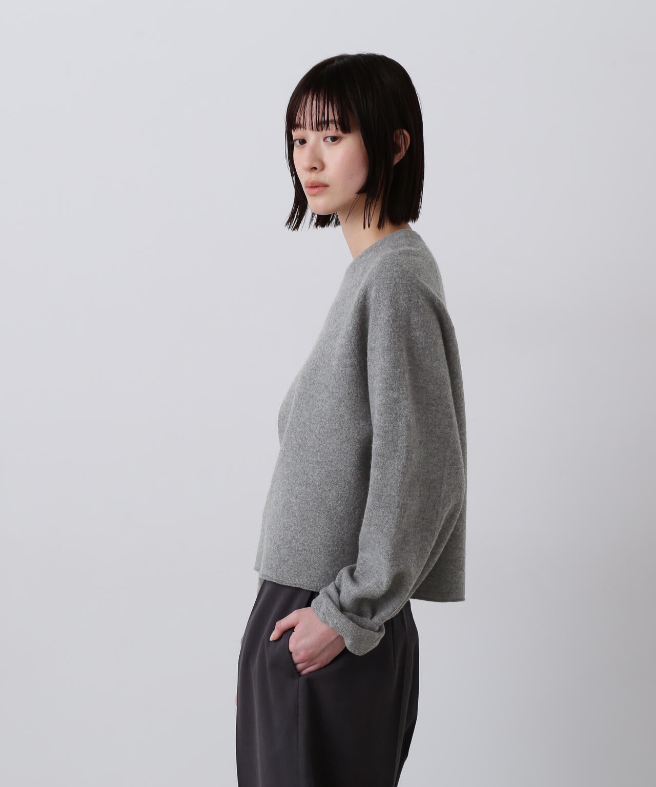 YLEVE / ULTRAFINE MERINO MILLED WOOL KNIT PULL OVER