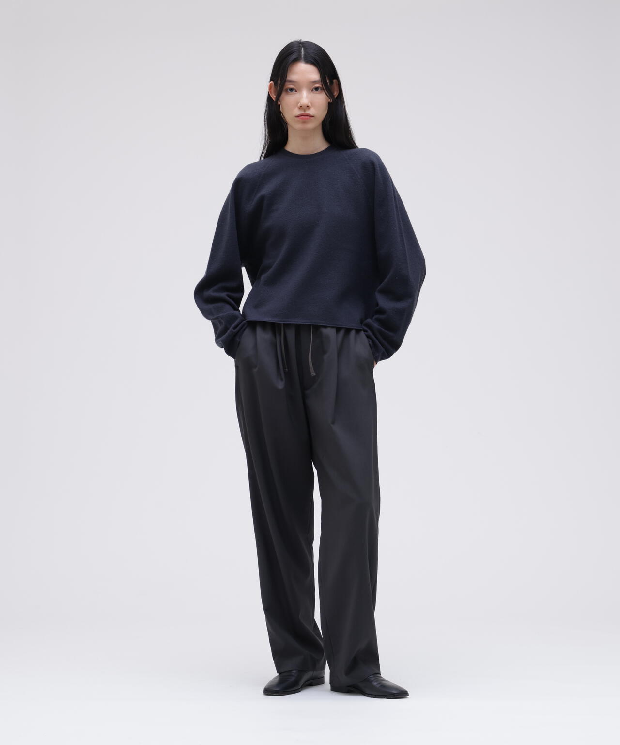 YLEVE / ULTRAFINE MERINO MILLED WOOL KNIT PULL OVER