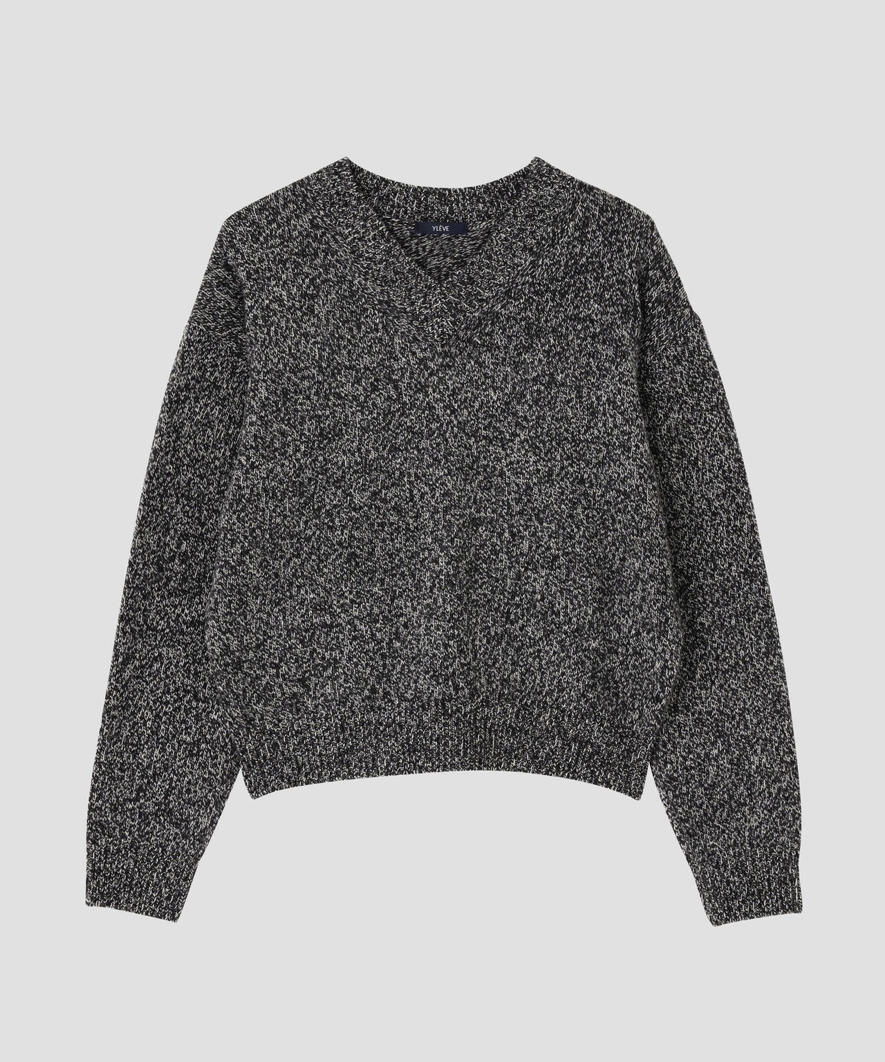 YLÈVE / WOOL CASHMERE MELANGE KNIT V NECK PULL OVER