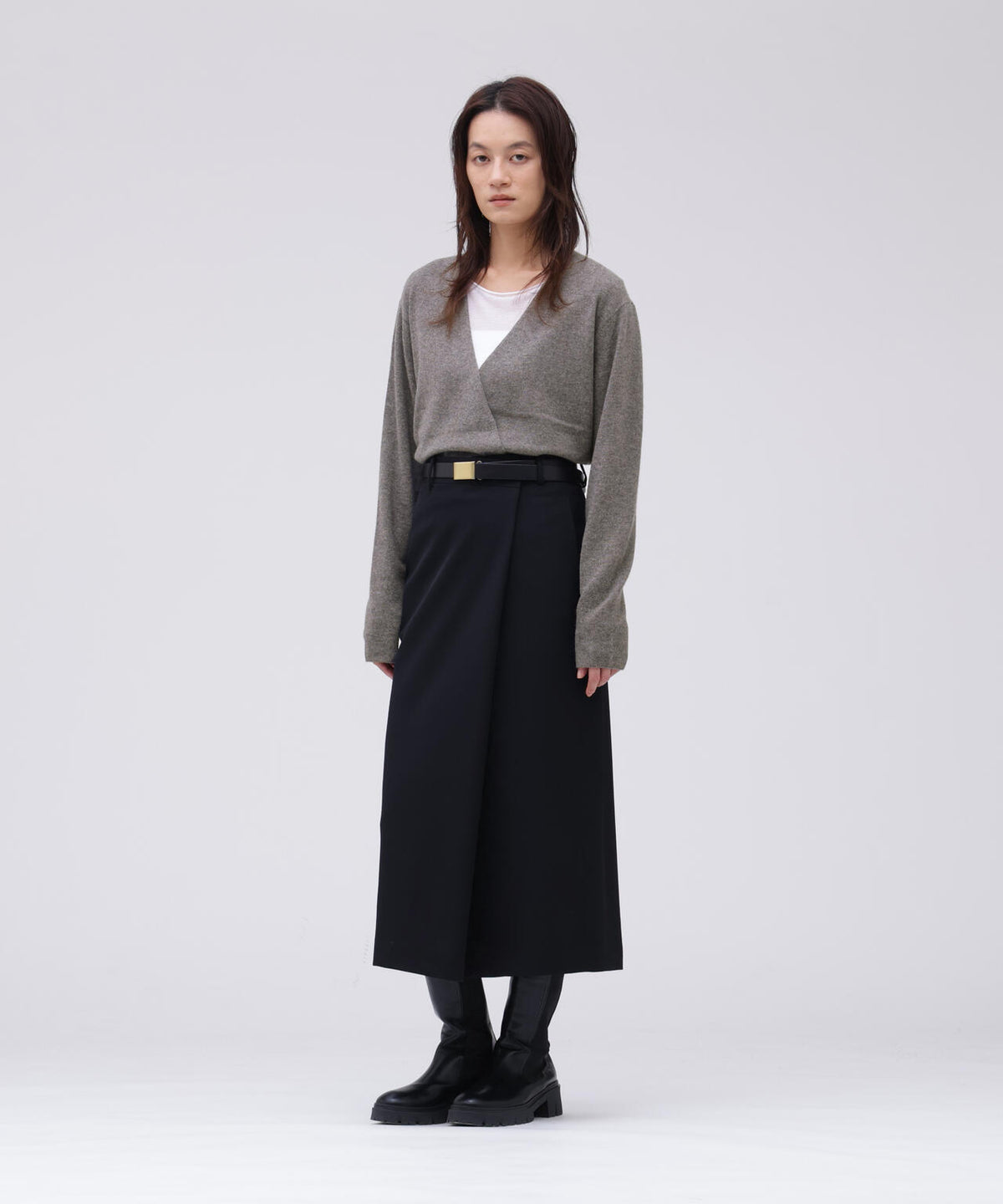 YLEVE / CASHMERE KNIT WRAP CARDIGAN