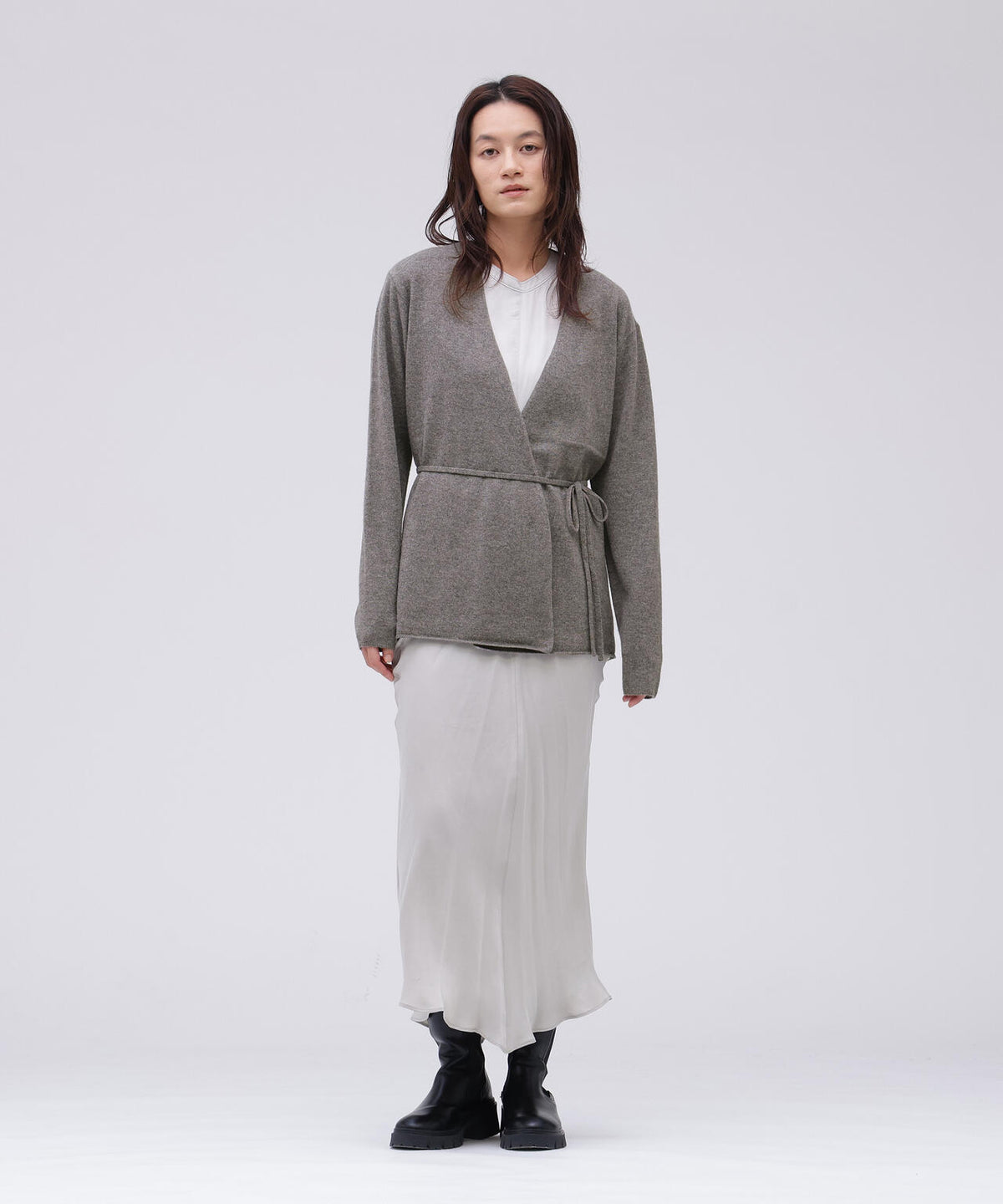 YLEVE / CASHMERE KNIT WRAP CARDIGAN