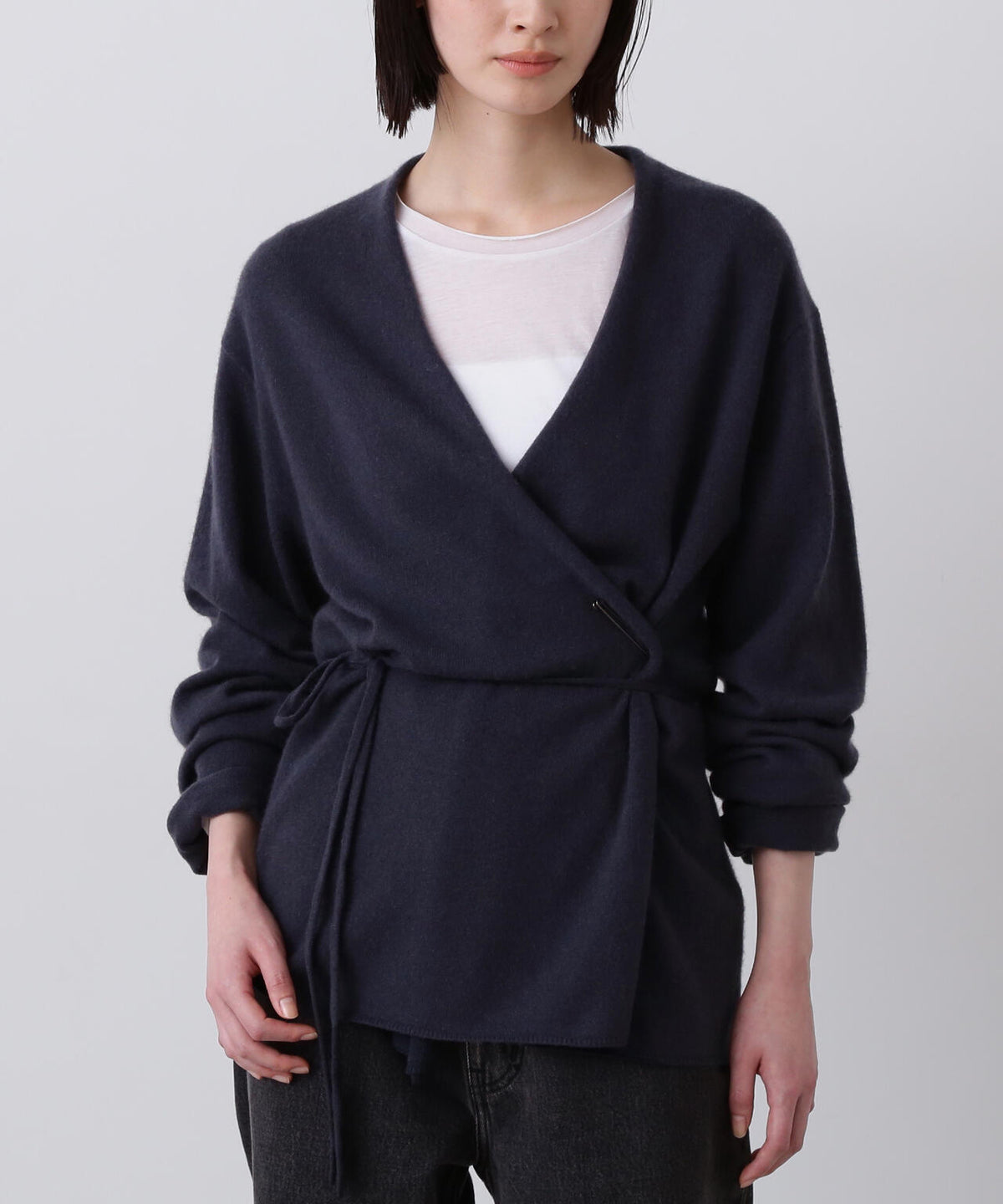 YLEVE / CASHMERE KNIT WRAP CARDIGAN