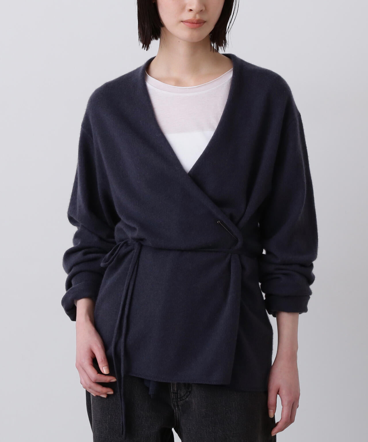 YLÈVE / CASHMERE KNIT WRAP CARDIGAN