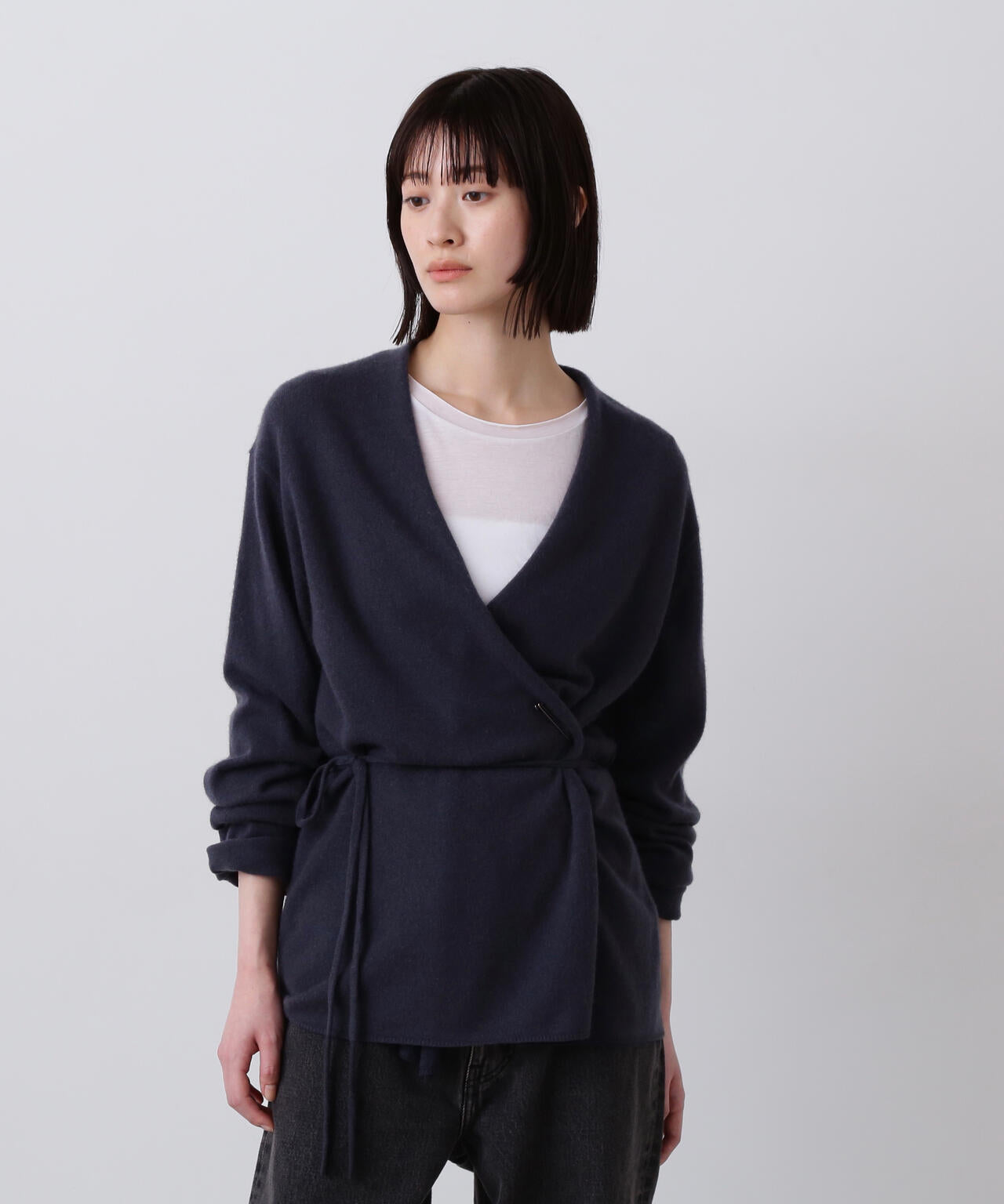 YLÈVE / CASHMERE KNIT WRAP CARDIGAN